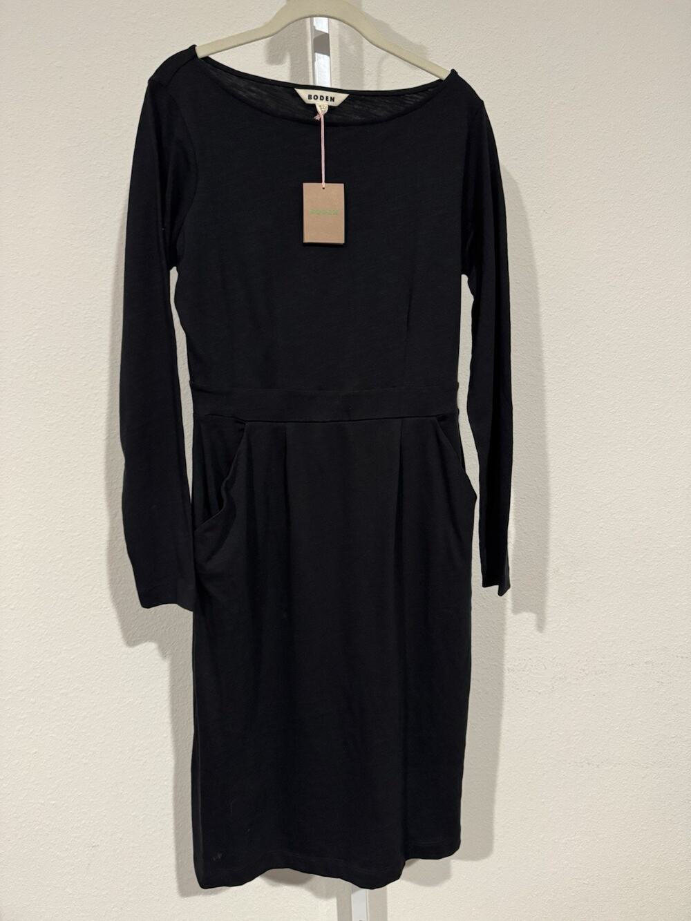 NEW Boden Thea Cotton Jersey Midi Dress Black Size 8L Long US